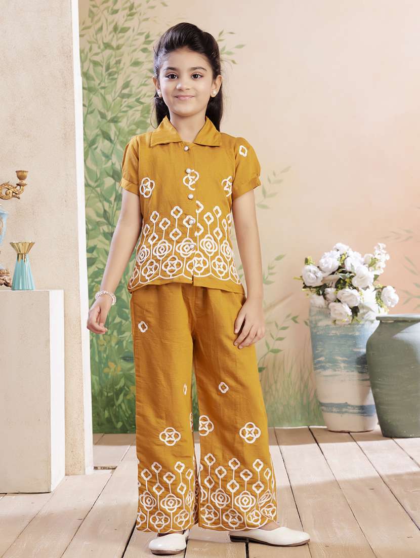 girls embroidered top & palazzo co-ord set - 22026336 -  Zoom Image - 0