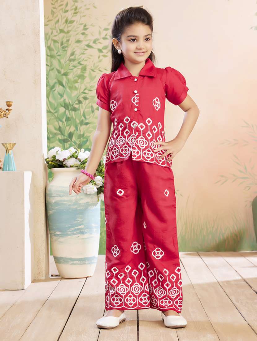 girls embrpidered top & palazzo co-ord set
