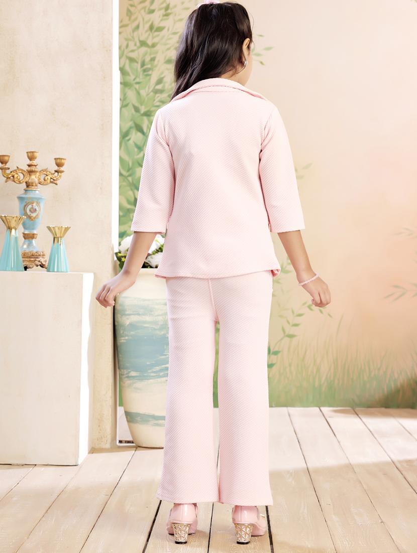 girls solid top & trouser co-ord set - 22026344 - Standard Image - 3