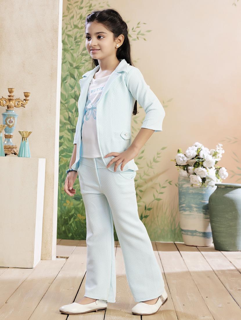girls solid top & trouser co-ord set - 22026345 - Standard Image - 3