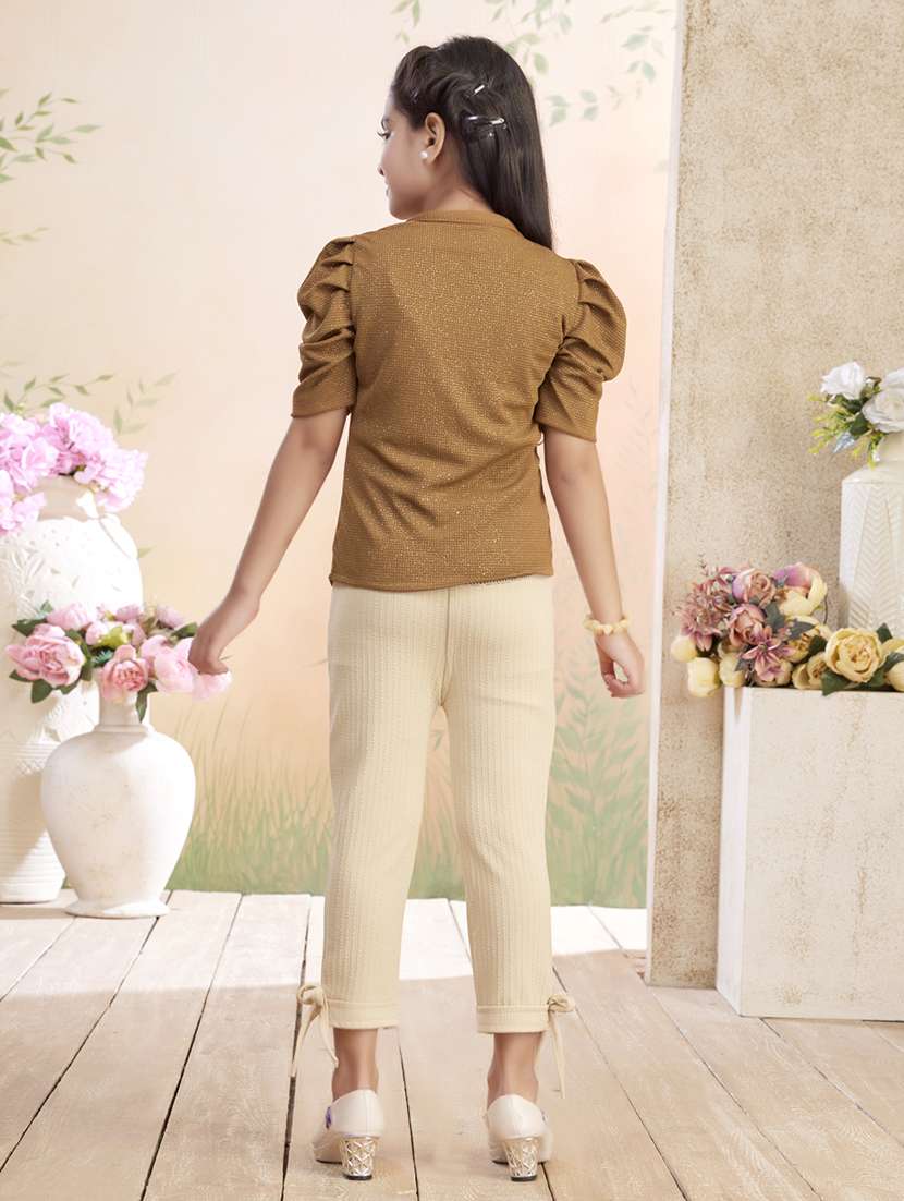 girls solid top & trouser co-ord set - 22026346 - Standard Image - 3