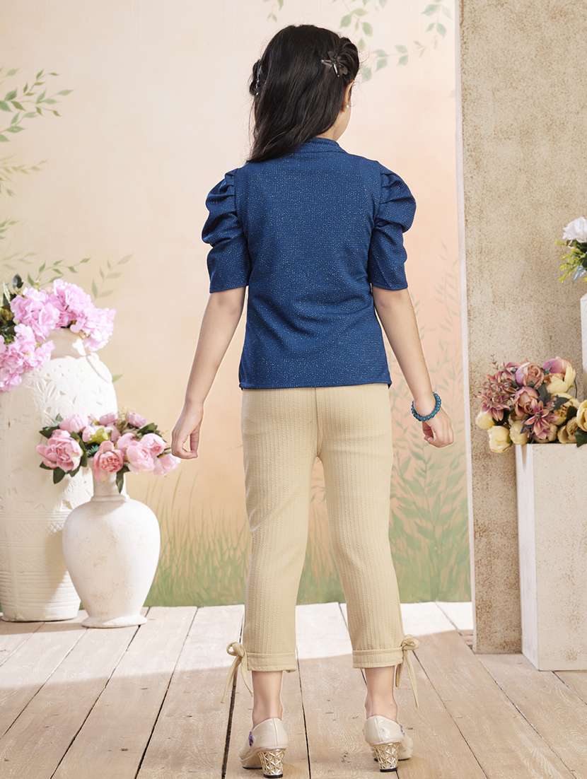 girls solid top & trouser co-ord set - 22026347 -  Standard Image - 3