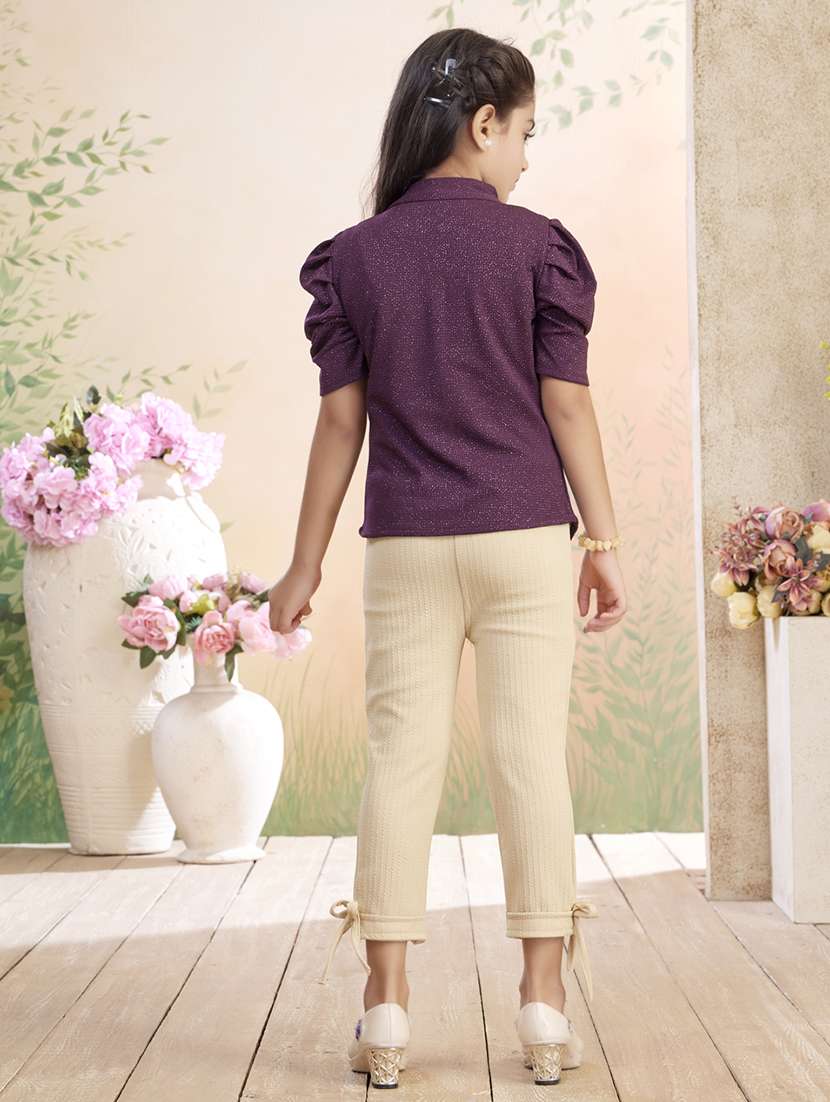 girls solid top & trouser co-ord set - 22026348 - Standard Image - 3