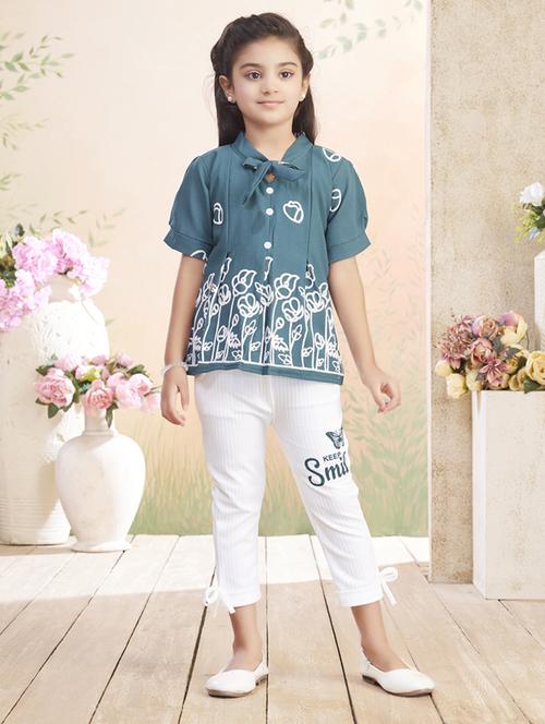 girls embroidered top & trouser co-ord set - 22026349 -  Standard Image - 0