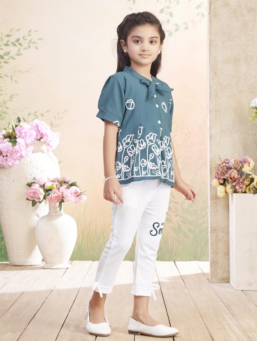 girls embroidered top & trouser co-ord set - 22026349 - Standard Image - 3