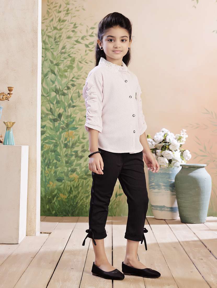 girls solid top & trouser co-ord set - 22026356 -  Standard Image - 3
