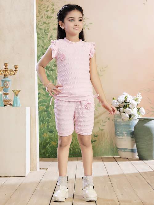 pink nylon shorts & top set coords - 22026359 - Standard Image - 0