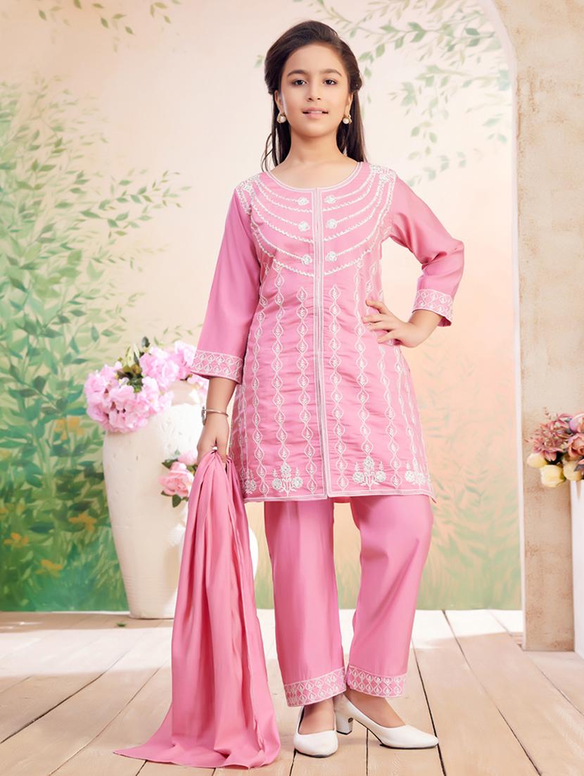 girls embroidered kurta pant set with dupatta - 22026363 -  Zoom Image - 0