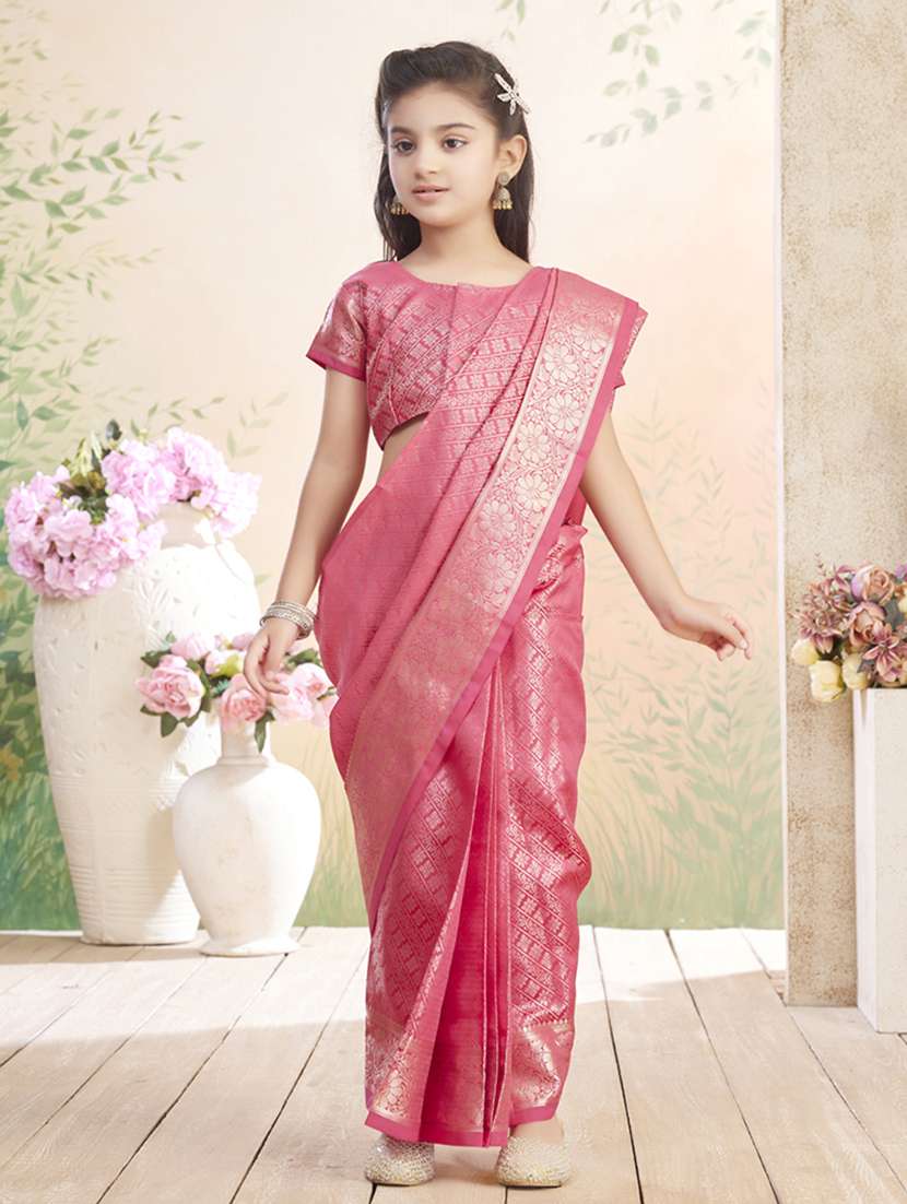 girls bordered ready to wear saree