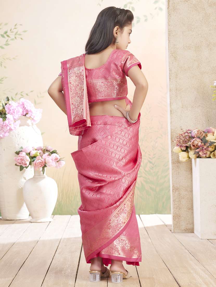 girls bordered ready to wear saree - 22026394 -  Standard Image - 3