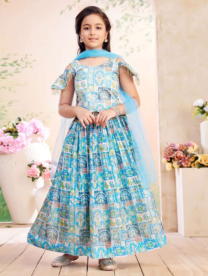 girls printed lehenga choli with dupatta
