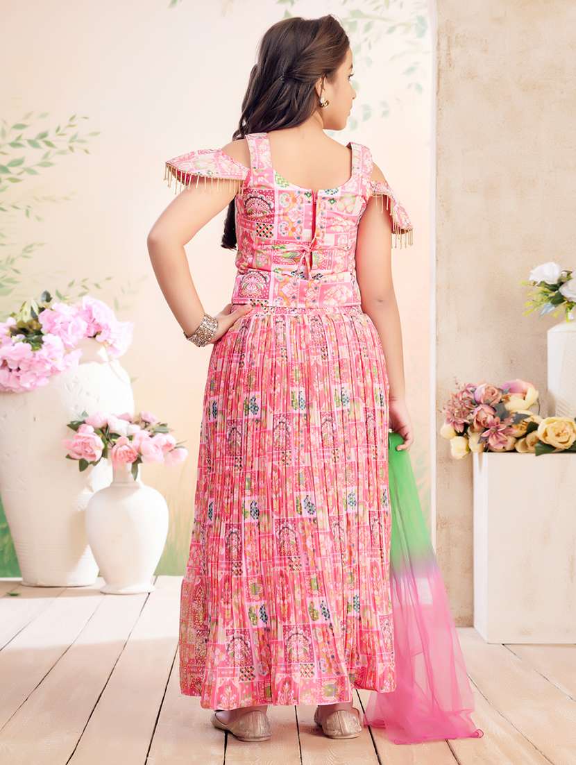 girls printed lehenga choli with dupatta - 22026399 -  Standard Image - 3