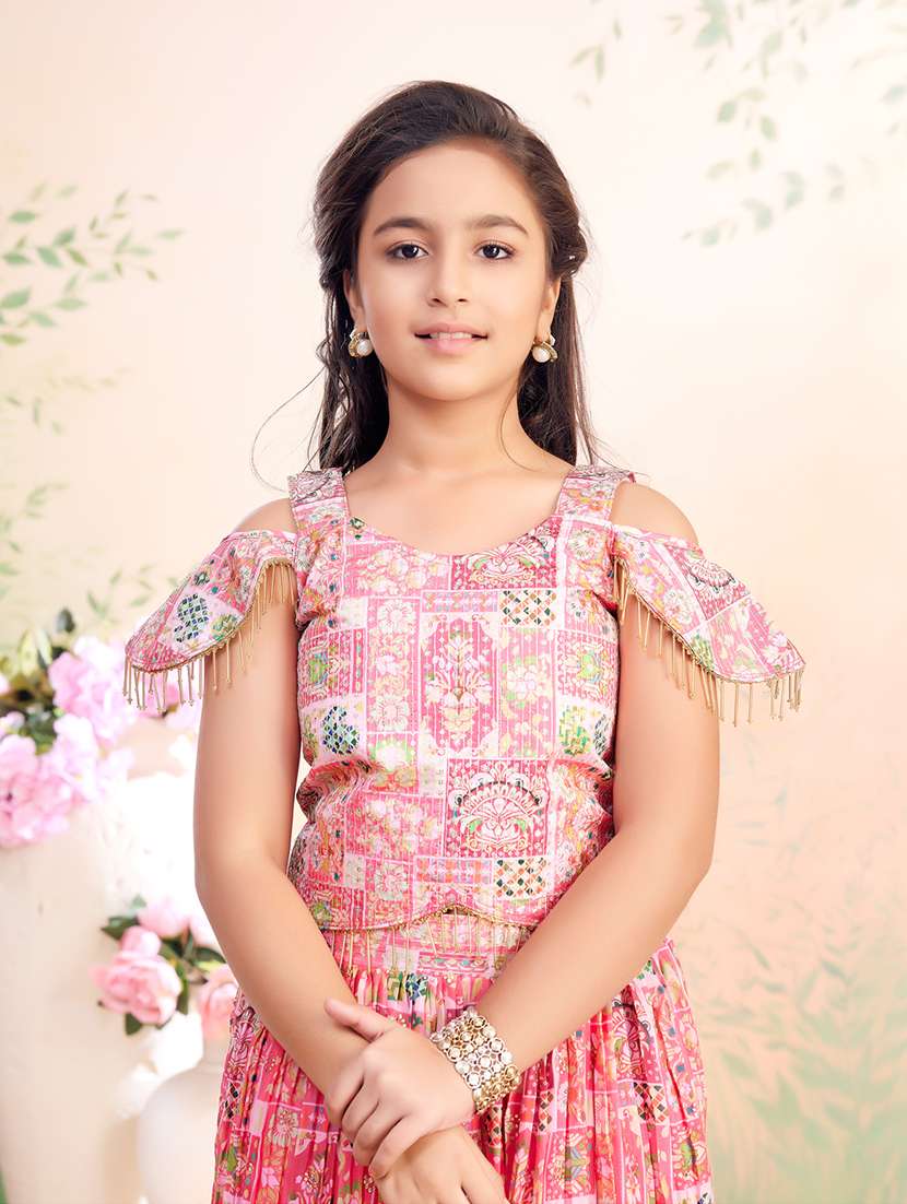 girls printed lehenga choli with dupatta - 22026399 -  Standard Image - 3