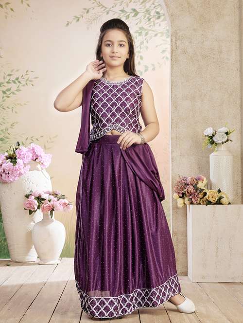 girls embroidered lehenga choli with dupatta - 22026401 -  Standard Image - 0