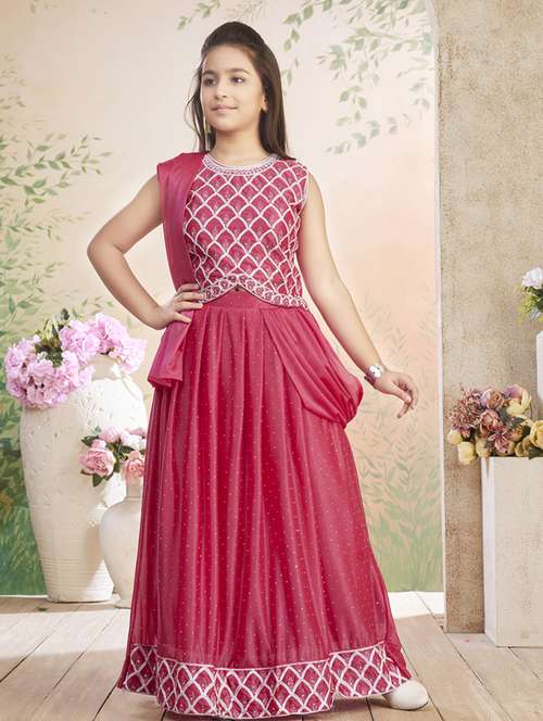 girls embroidered lehenga choli with dupatta