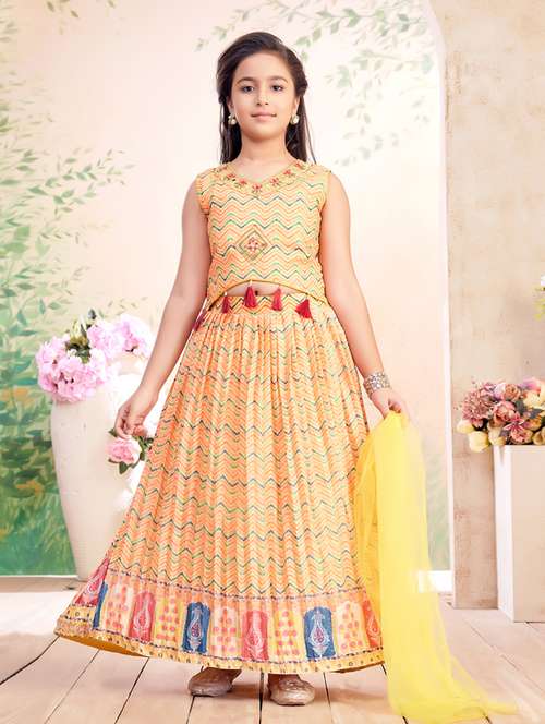 girls printed lehenga choli with dupatta - 22026403 - Standard Image - 0