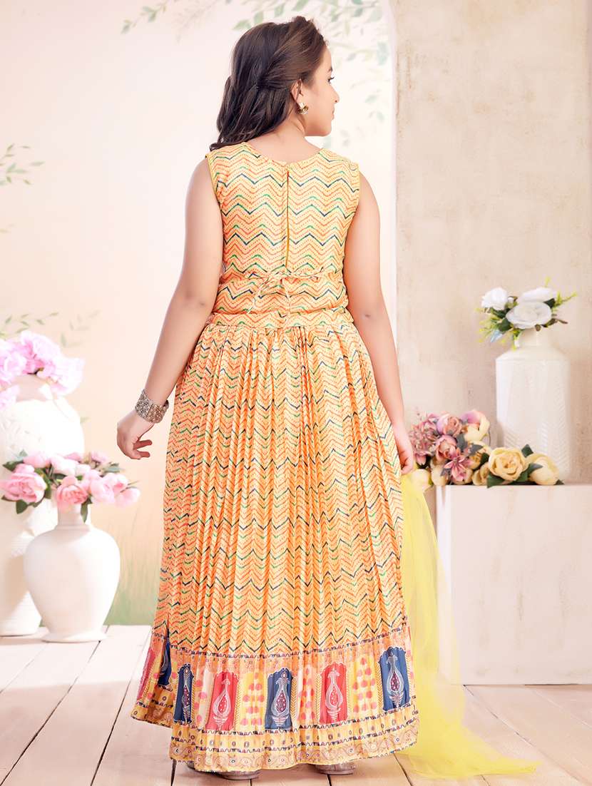 girls printed lehenga choli with dupatta - 22026403 - Standard Image - 3