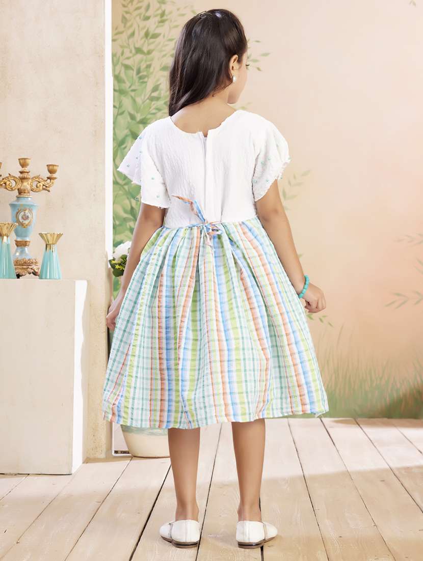 girls checkered flared sleeve fit & flare dress - 22026418 - Standard Image - 3
