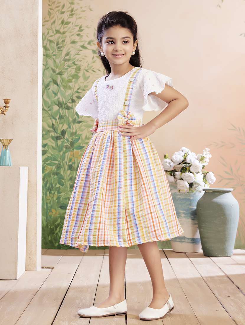 girls checkered flared sleeve fit & flare dress - 22026419 - Zoom Image - 0