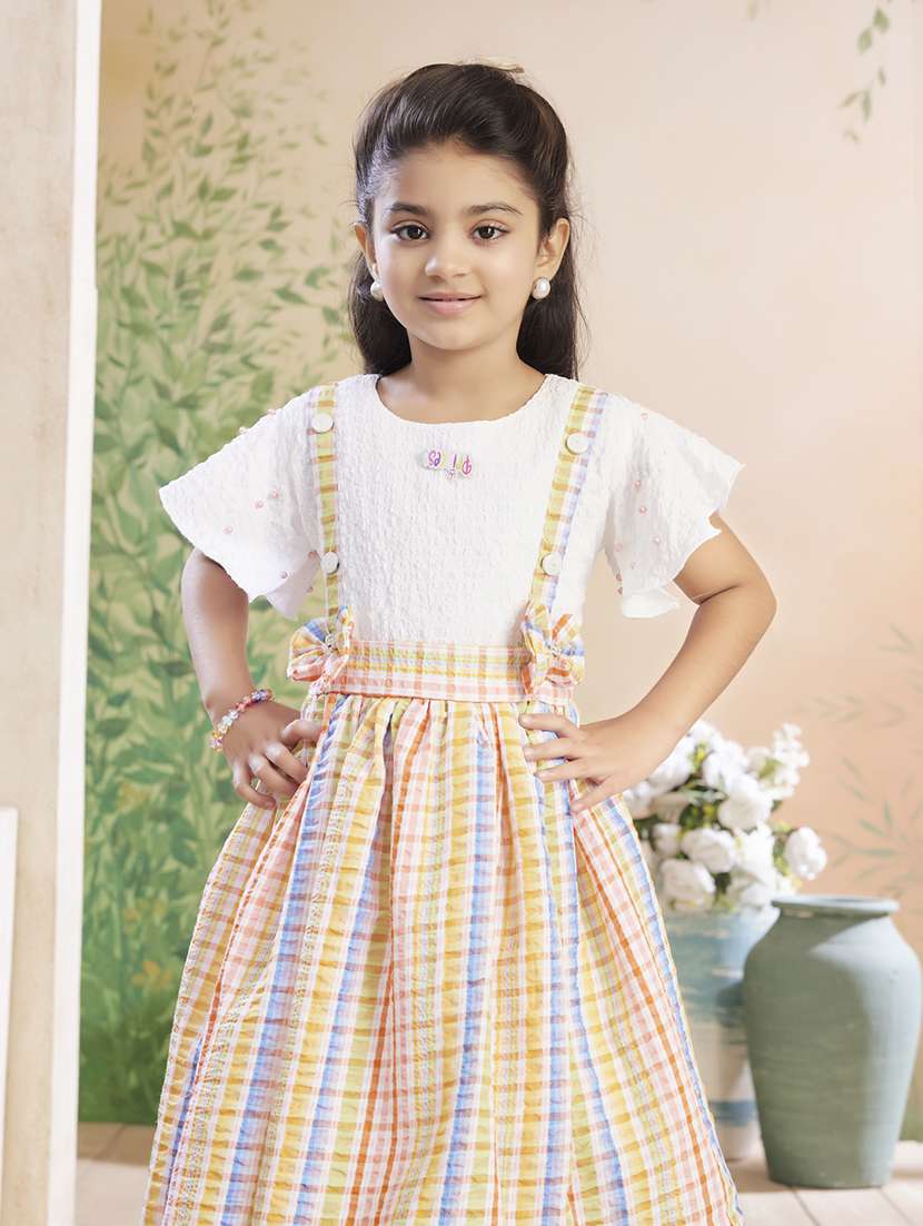 girls checkered flared sleeve fit & flare dress - 22026419 - Standard Image - 3
