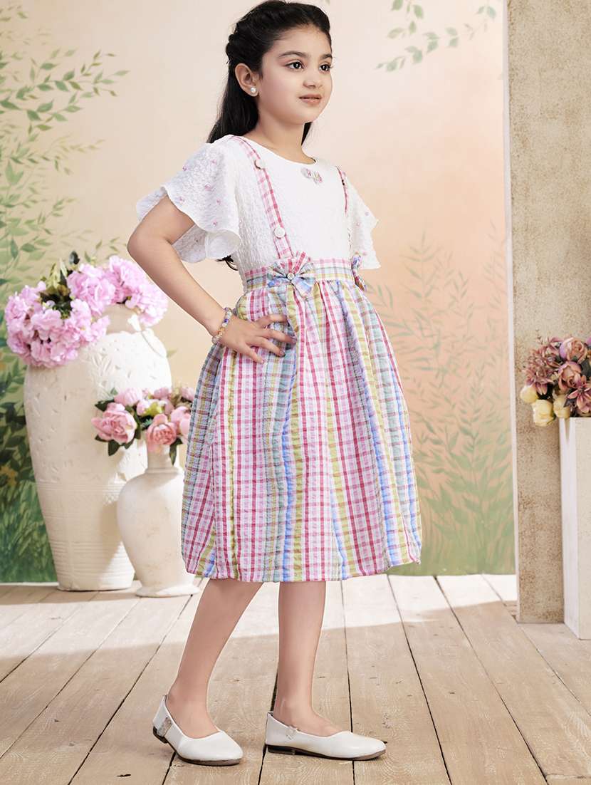 girls checkered flared sleeve fit & flare dress - 22026420 - Standard Image - 3