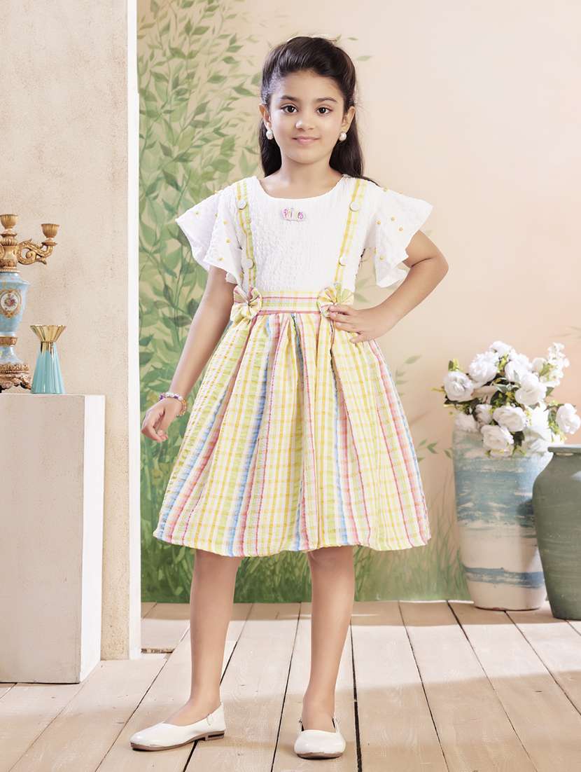 girls checkered flared sleeve fit & flare dress - 22026421 -  Zoom Image - 0