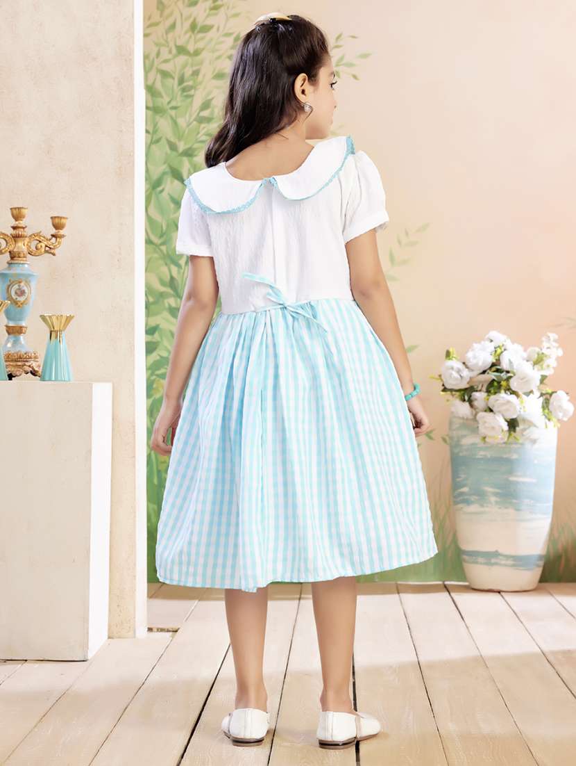 girls checkered puff sleeve fit & flare dress - 22026422 - Standard Image - 3