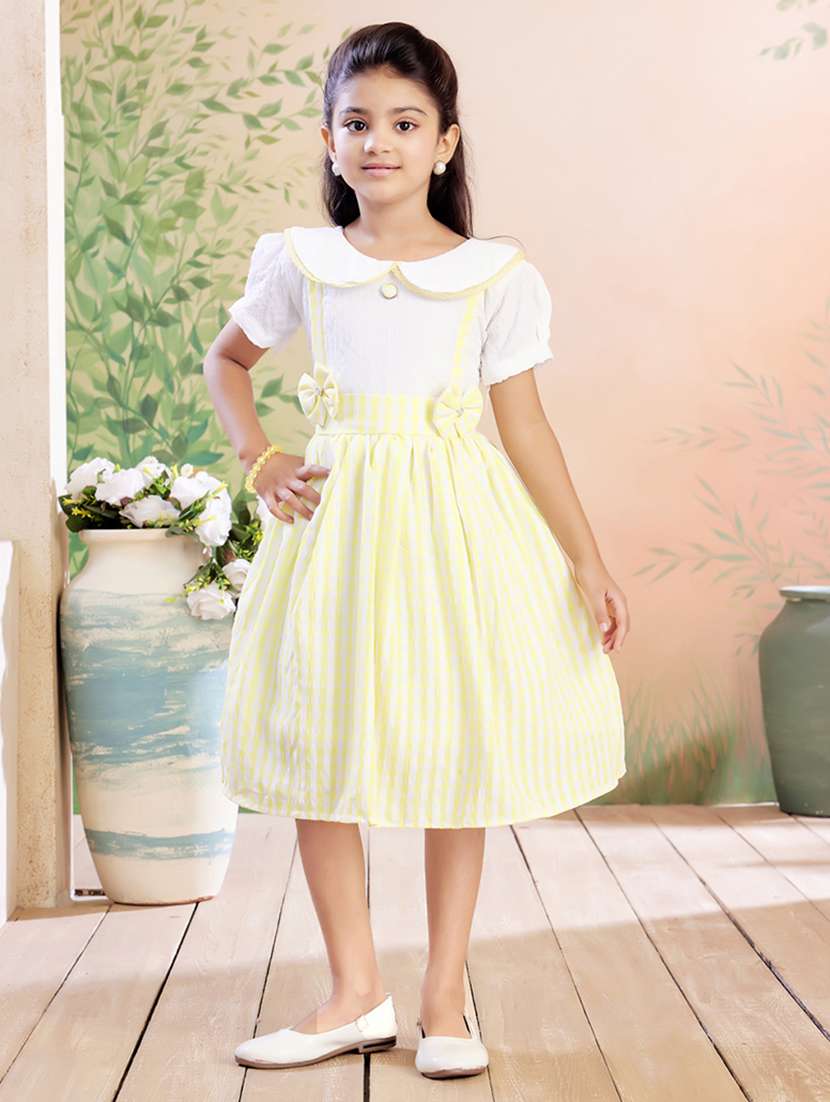girls checkered puff sleeve fit & flare dress