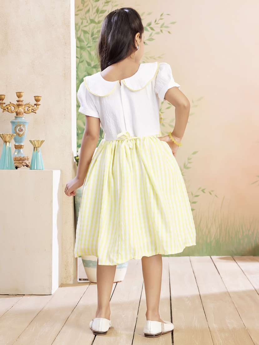 girls checkered puff sleeve fit & flare dress - 22026423 -  Standard Image - 3