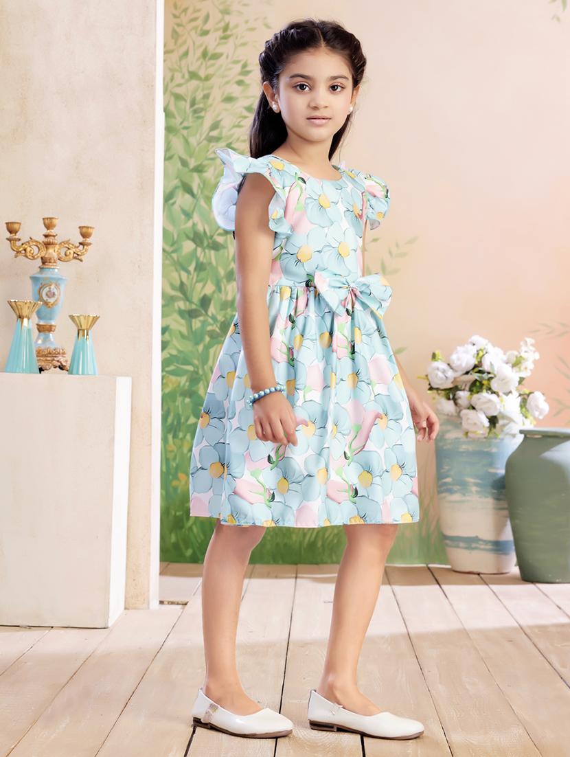 girls printed ruffle sleeve fit & flare dress - 22026435 - Standard Image - 3