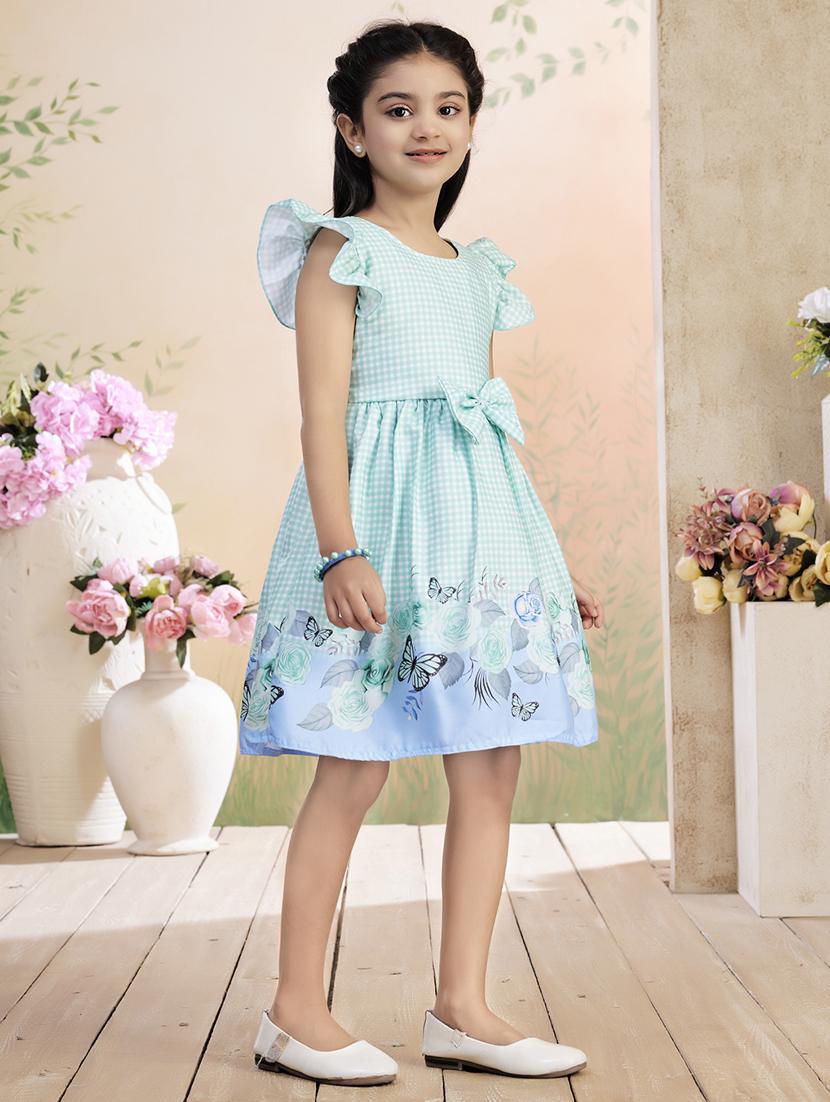 girls printed ruffle sleeve fit & flare dress - 22026438 - Standard Image - 3
