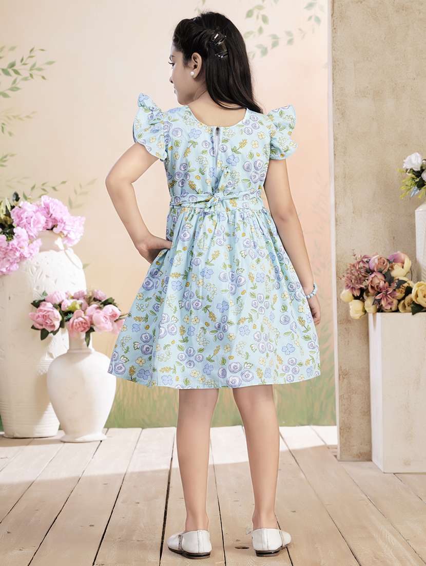 girls printed ruffle sleeve fit & flare dress - 22026441 -  Standard Image - 3