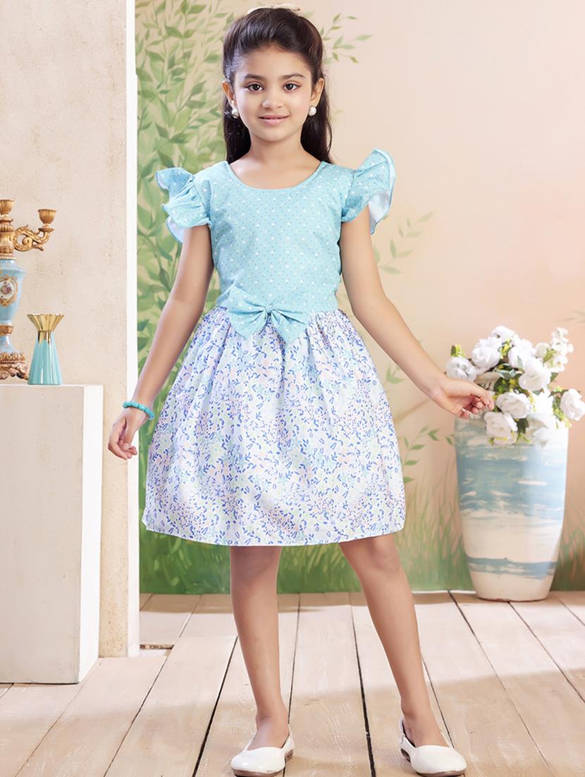 girls printed ruffle sleeve fit & flare dress - 22026443 - Zoom Image - 0