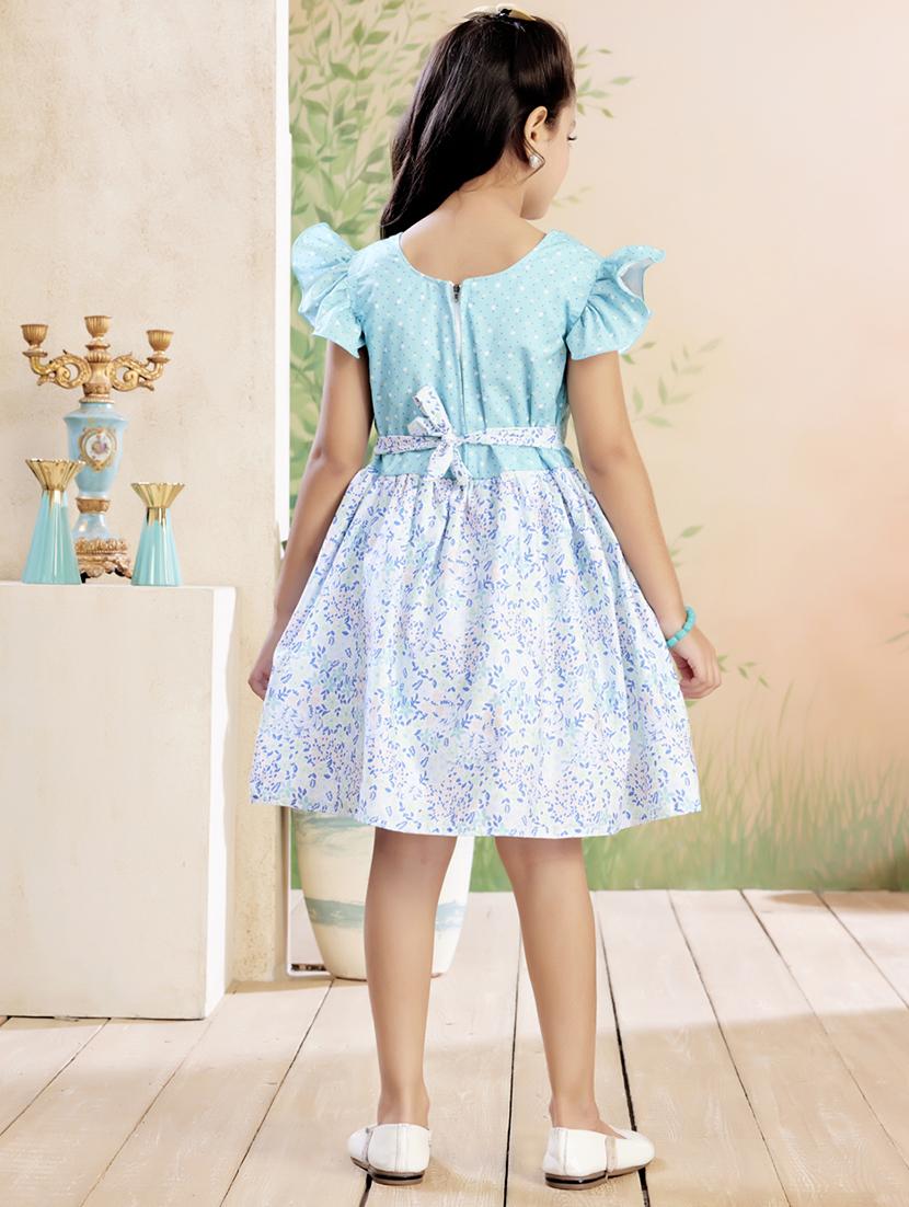 girls printed ruffle sleeve fit & flare dress - 22026443 - Standard Image - 3