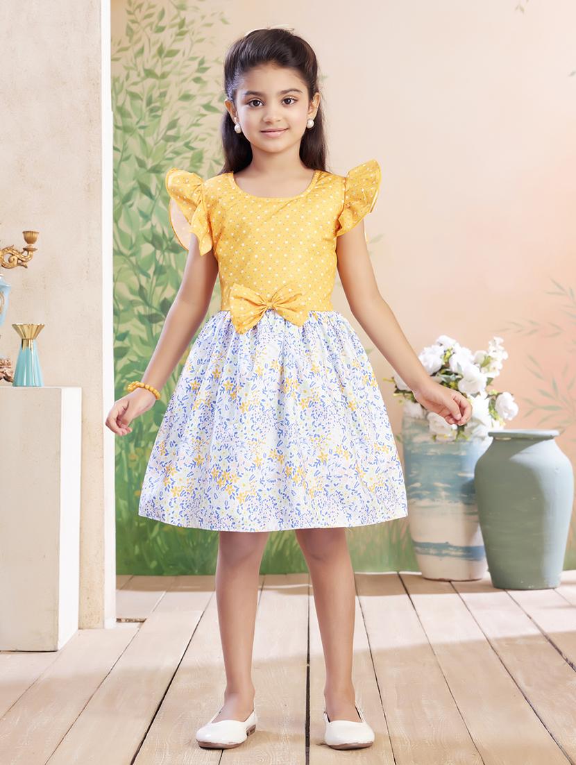 girls printed ruffle sleeve fit & flare dress - 22026444 - Zoom Image - 0