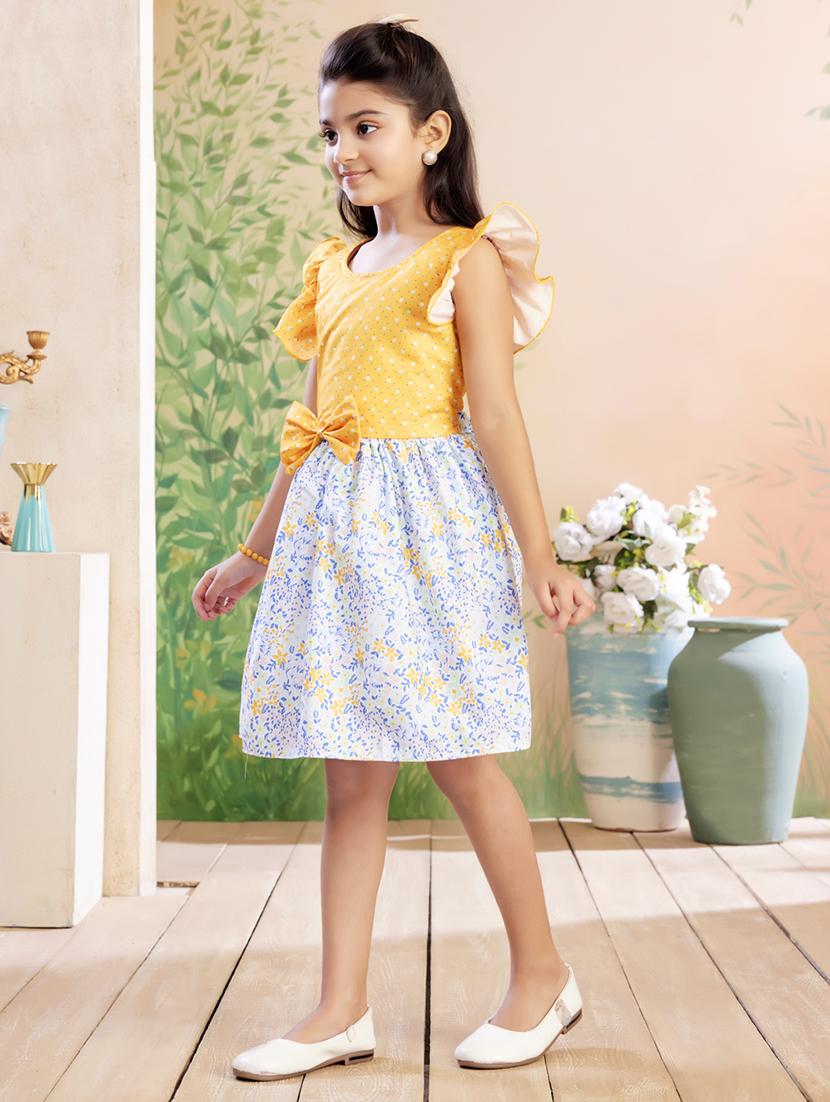 girls printed ruffle sleeve fit & flare dress - 22026444 - Standard Image - 3