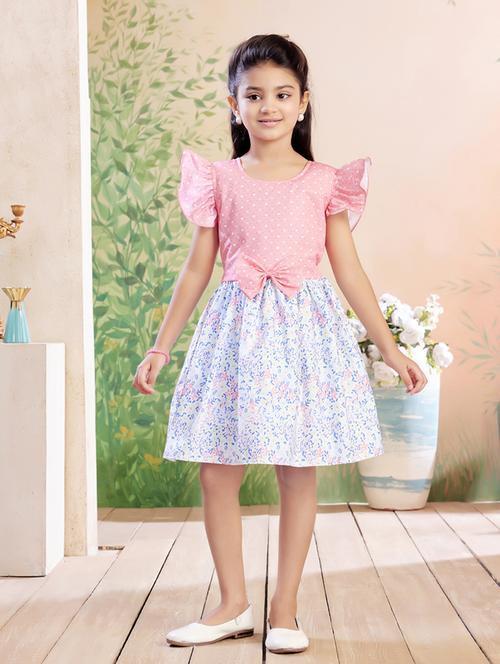 girls printed ruffle sleeve fit & flare dress - 22026445 - Standard Image - 0