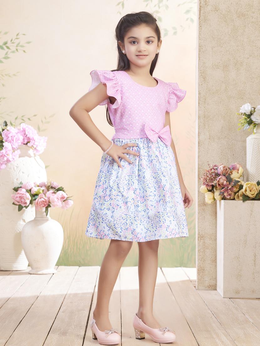 girls printed ruffle sleeve fit & flare dress - 22026446 - Standard Image - 3