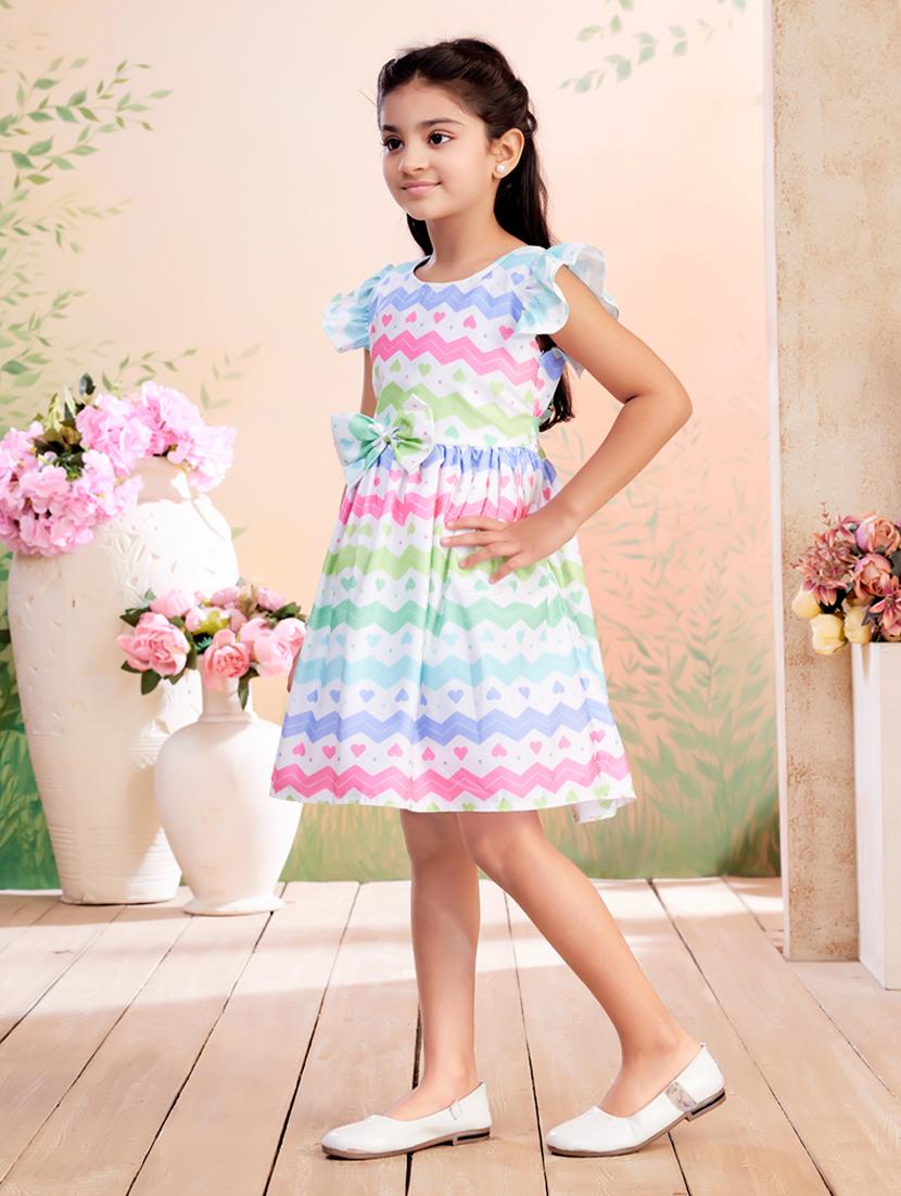 girls printed ruffled sleeve fit & flare dress - 22026450 - Standard Image - 3