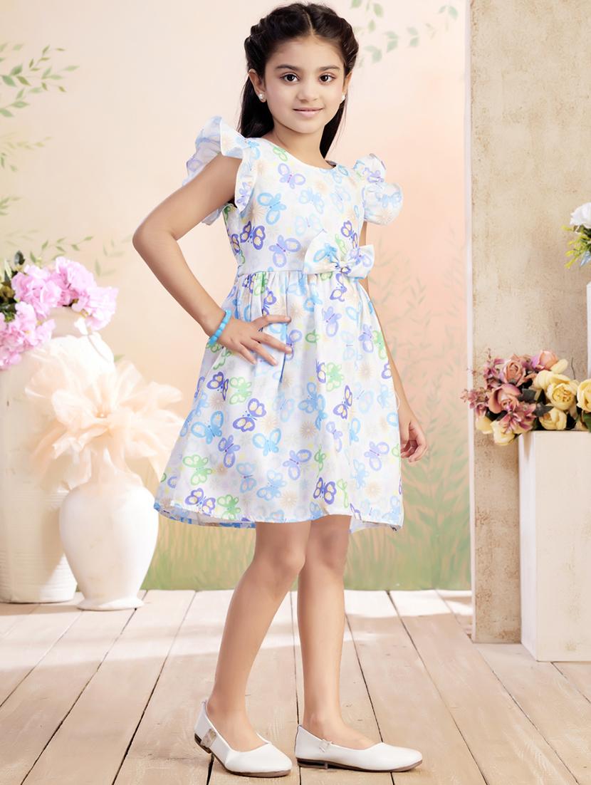 girls printed ruffled sleeve fit & flare dress - 22026453 - Standard Image - 3