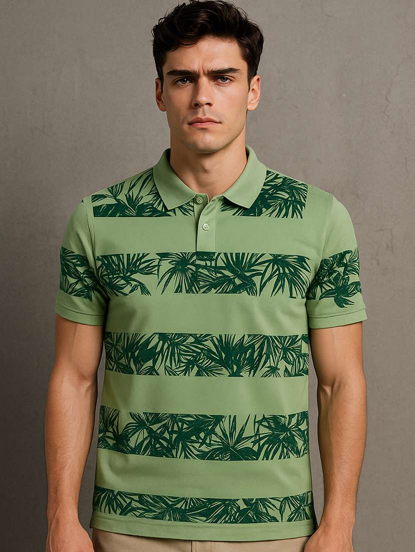men printed short sleeve regular fit polo t-shirt