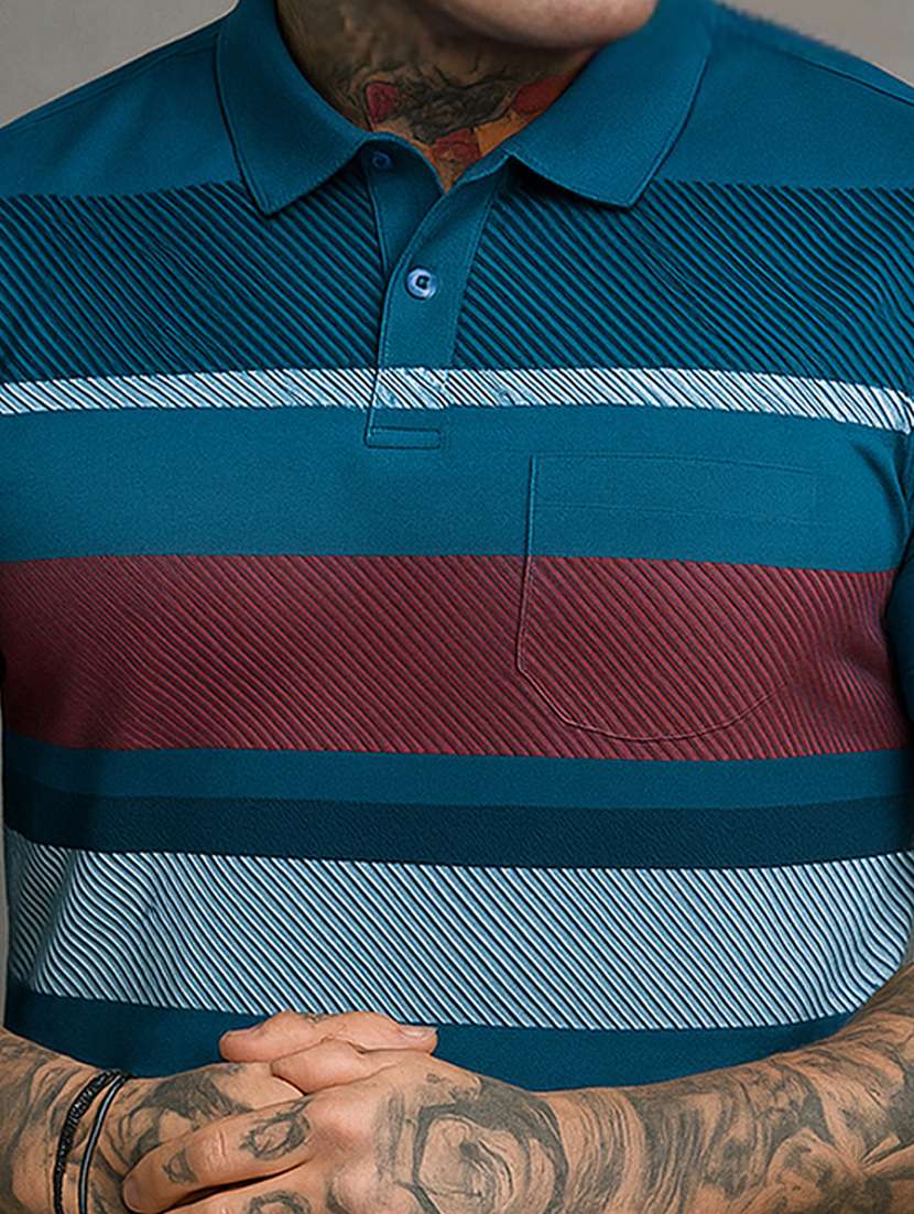 men striped short sleeve regular fit polo t-shirt - 22026531 -  Standard Image - 3