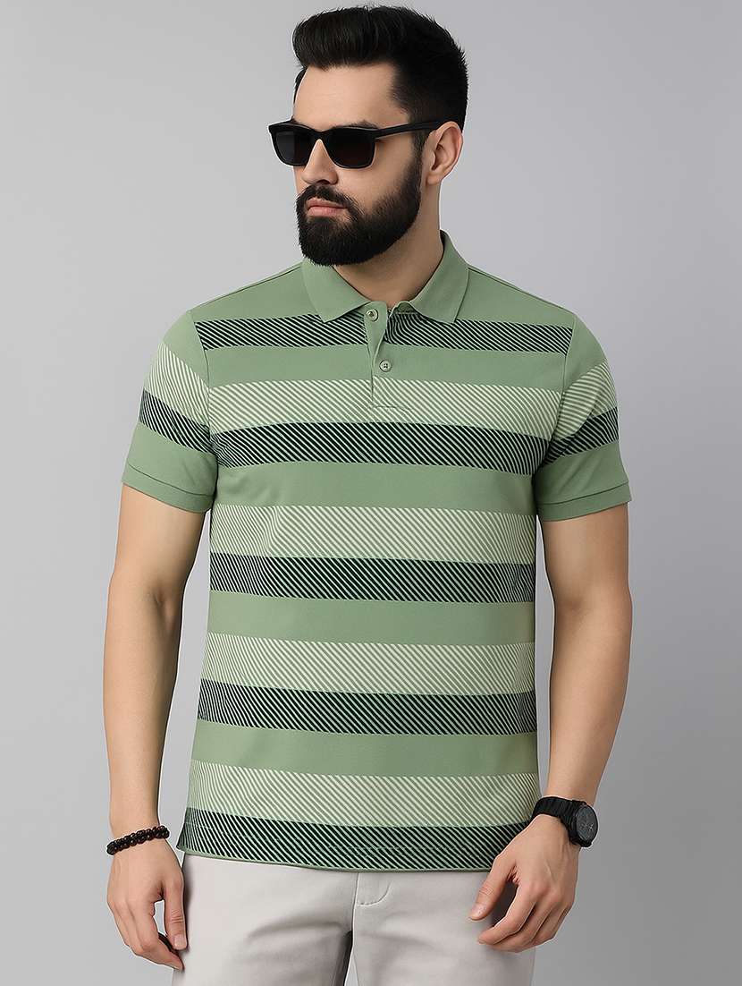 men striped short sleeve regular fit polo t-shirt