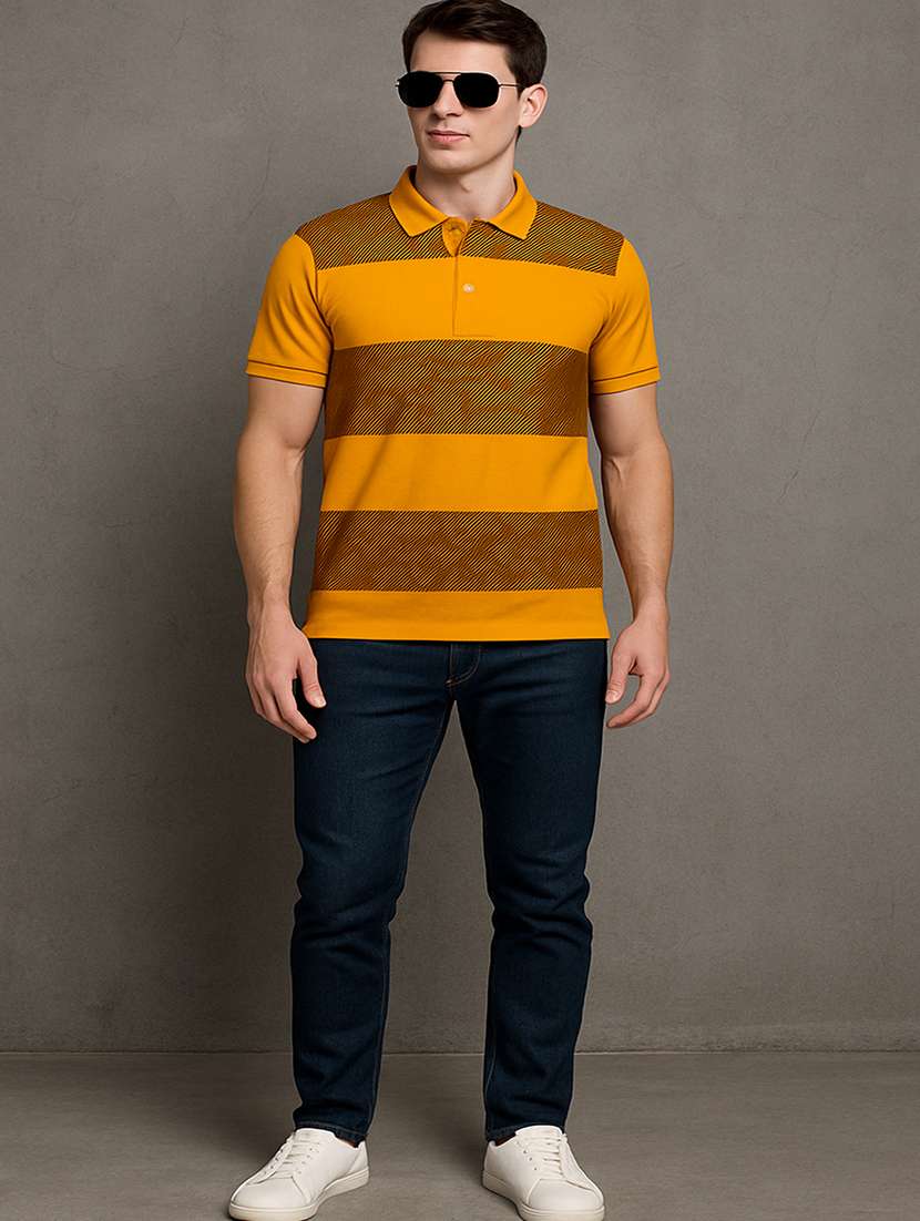 men striped short sleeve regular fit polo t-shirt - 22026535 -  Standard Image - 3