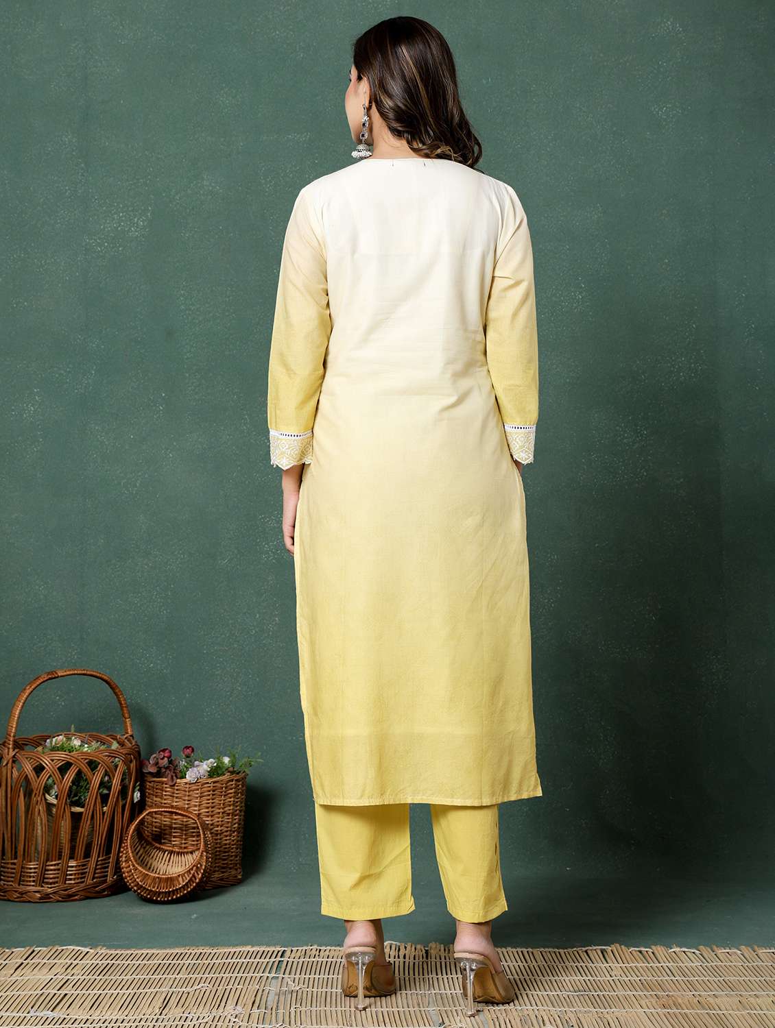 women ombre three quarter sleeve kurta pant with dupatta set - 22026541 -  Standard Image - 3