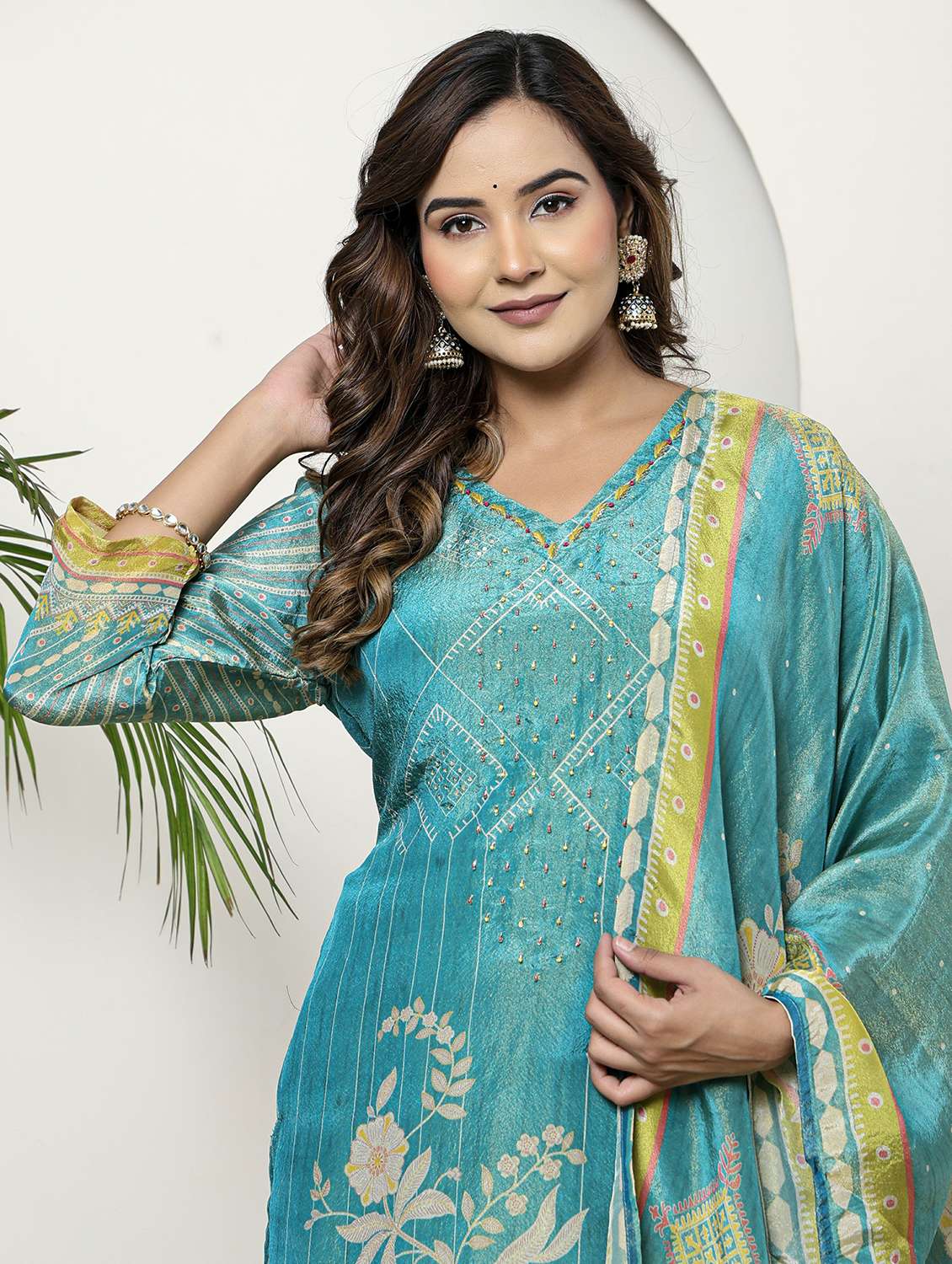 women printed three quarter sleeve kurta pant with dupatta set - 22026545 -  Standard Image - 5