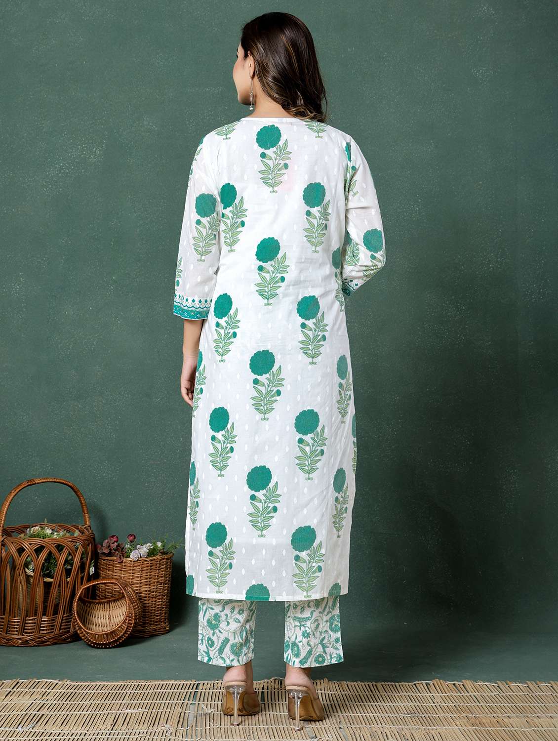 women floral printed three quarter sleeve kurta pant with dupatta set - 22026552 -  Standard Image - 3