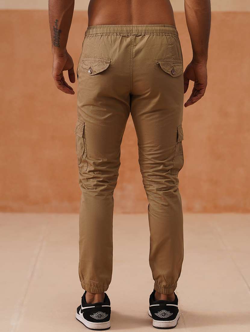 men solid mid rise regular fit cargo - 22026560 -  Standard Image - 3