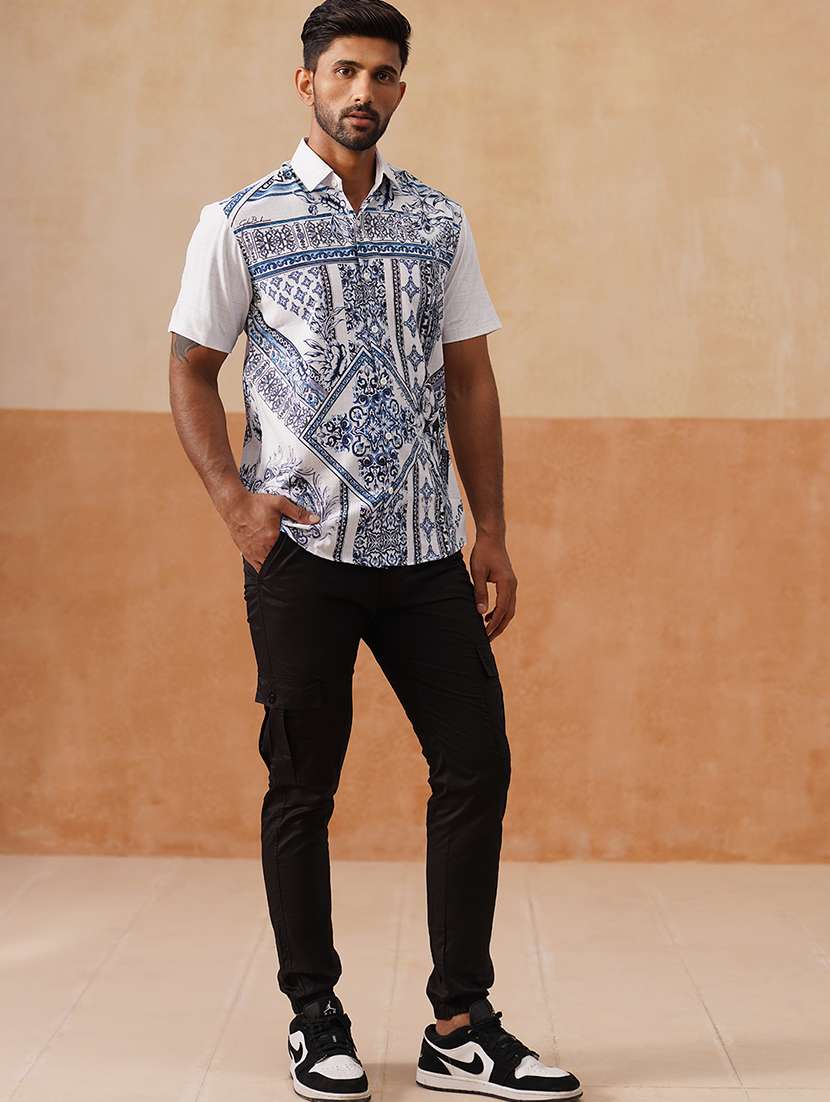 men solid mid rise regular fit cargo - 22026561 -  Standard Image - 5