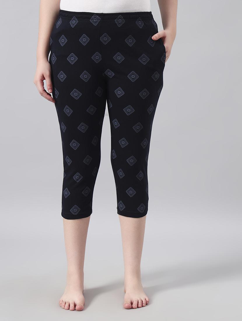 women printed mid rise capri